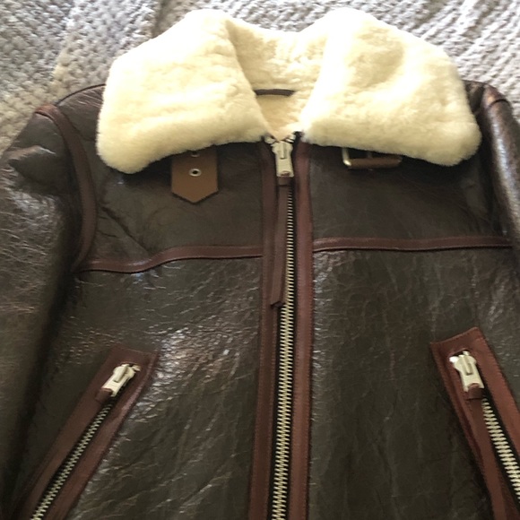 AllSaints Leather Shearling Jacket - Picture 2 of 15